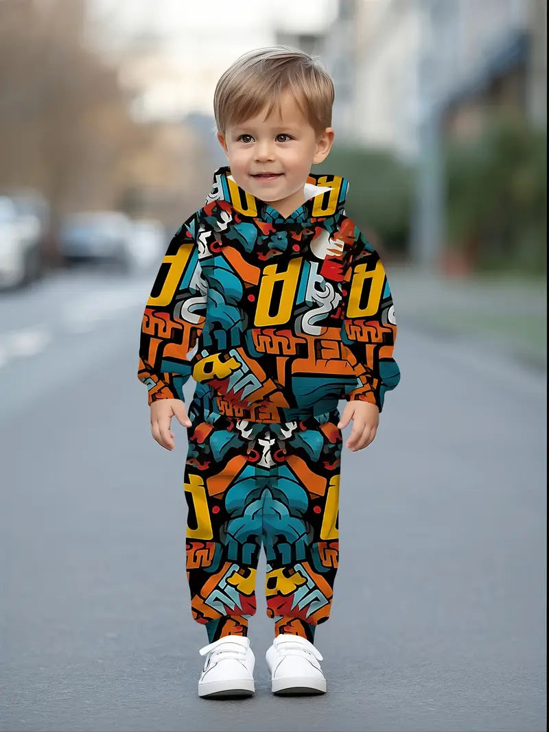 Baby Boys & Girls Hoodie Set Cartoon Letter
