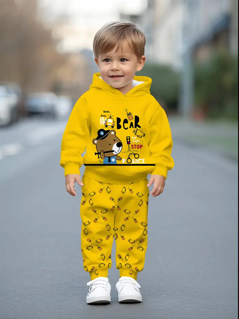 Baby Boys & Girls Hoodie Set Cartoon Bear Police