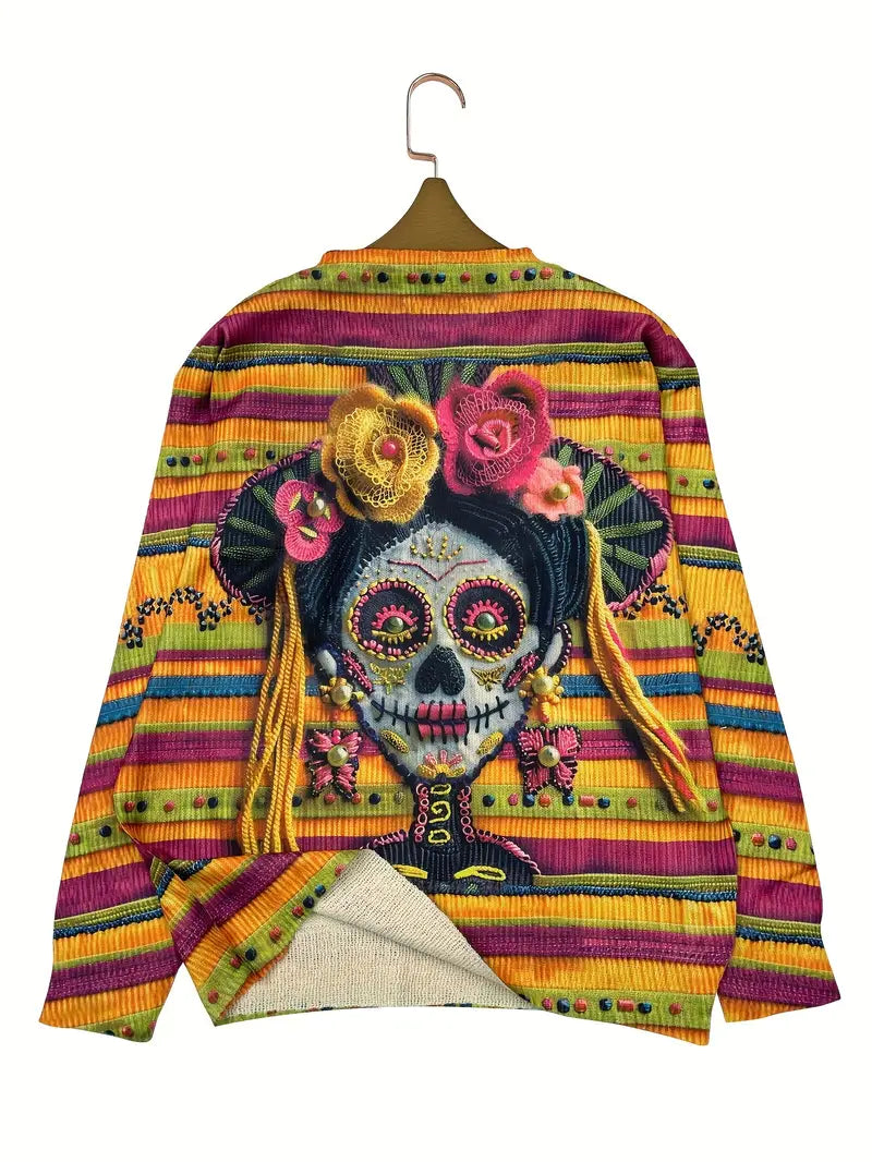 Casual Crew Neck Long Sleeve Sweater, Women's Clothing Bride Of All Souls