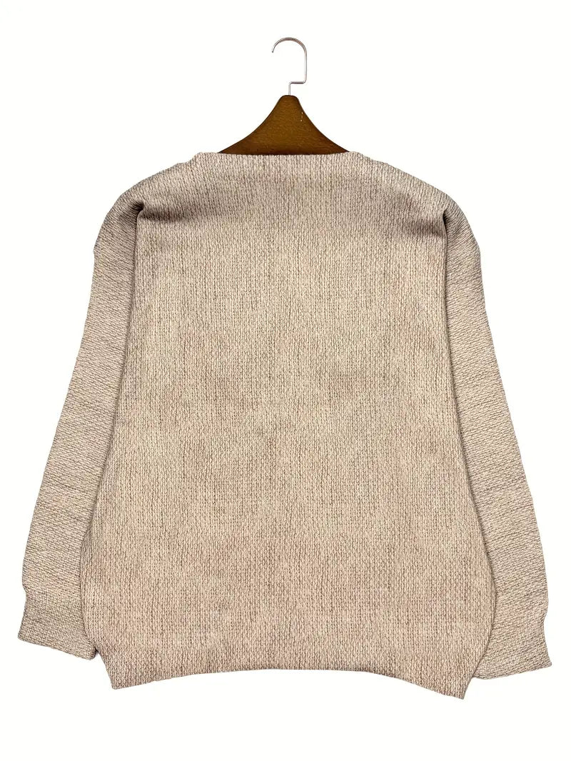 Casual Crew Neck Long Sleeve Sweater, Women's Clothing Turkey Pattern