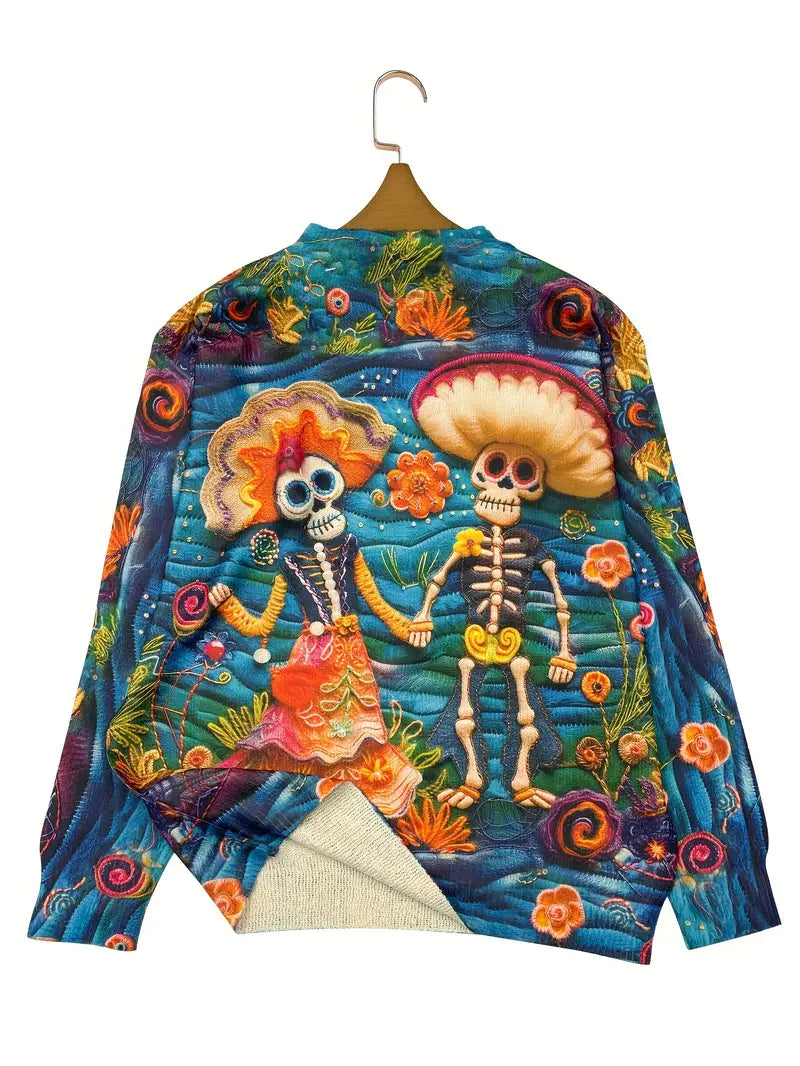 Casual Crew Neck Long Sleeve Sweater, Women's Clothing Undead Couple