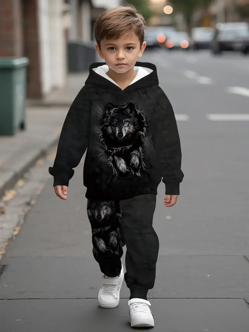 Baby Boys & Girls Hoodie Set Wolf King