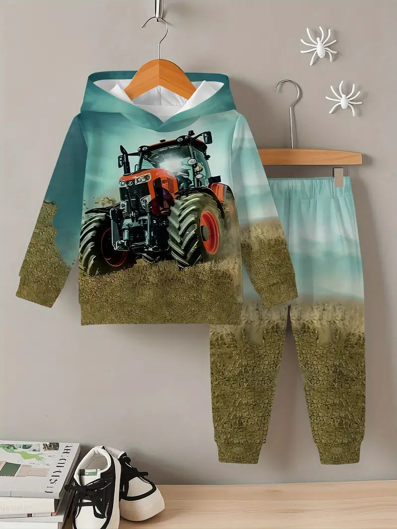 Baby Boys & Girls Hoodie Set Tractor & Farm