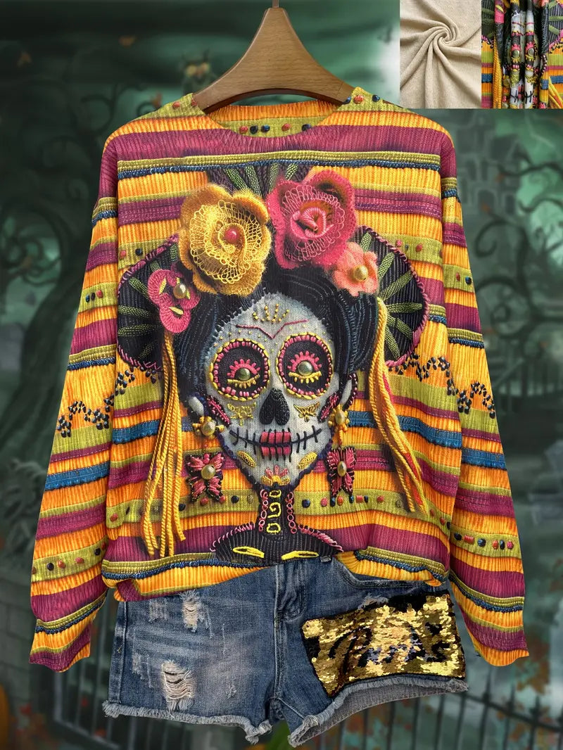 Casual Crew Neck Long Sleeve Sweater, Women's Clothing Bride Of All Souls