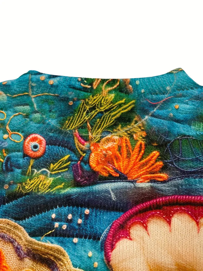 Casual Crew Neck Long Sleeve Sweater, Women's Clothing Undead Couple