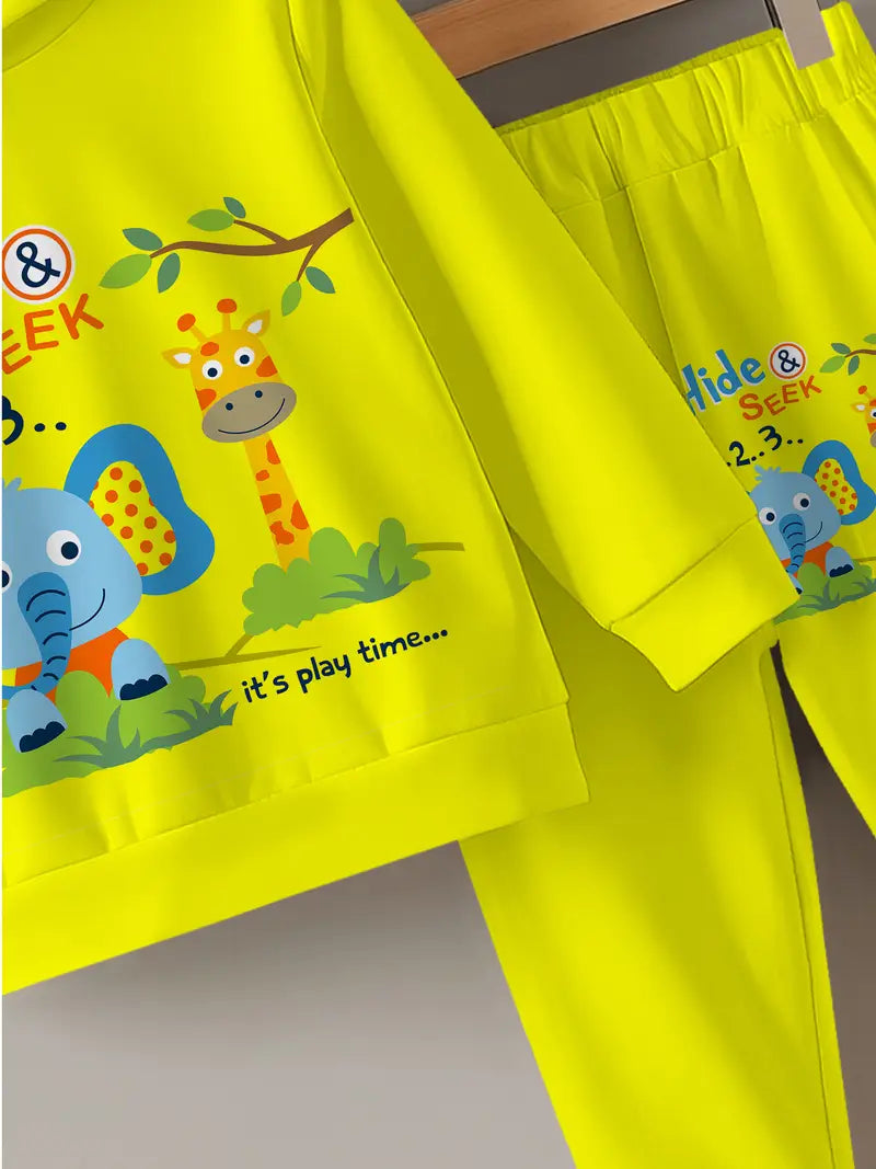 Baby Boys & Girls Hoodie Set elephant and giraffe