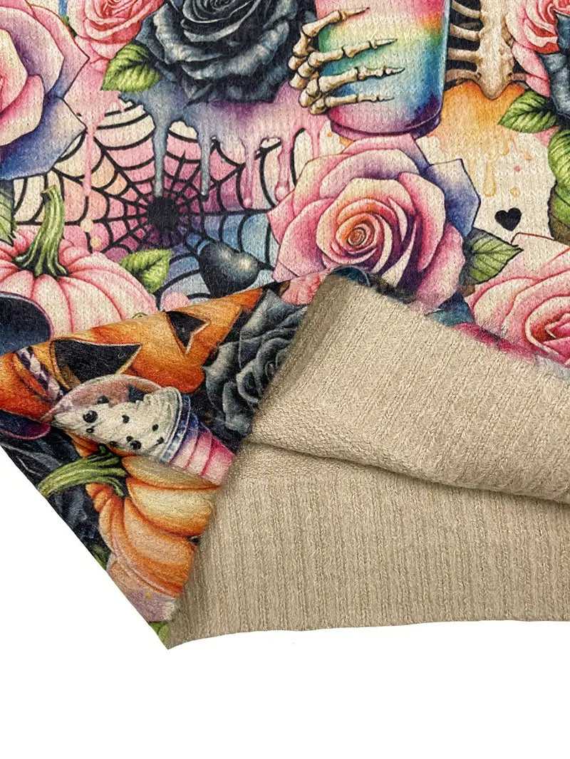 Casual Crew Neck Long Sleeve Sweater, Women's Clothing 3D Halloween