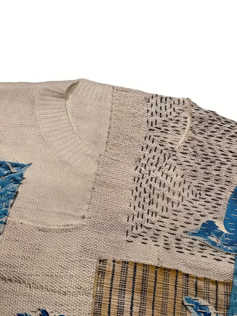 Casual Crew Neck Long Sleeve Sweater, Women's Clothing Floral & Bird