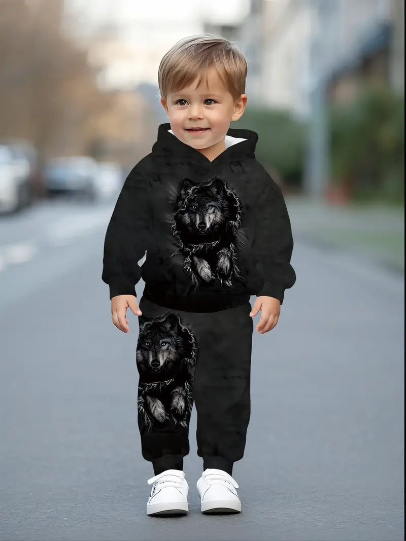 Baby Boys & Girls Hoodie Set Wolf King