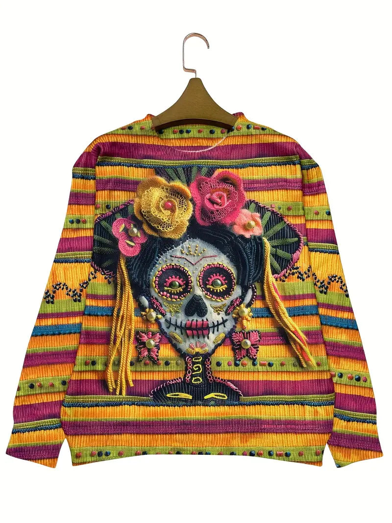 Casual Crew Neck Long Sleeve Sweater, Women's Clothing Bride Of All Souls