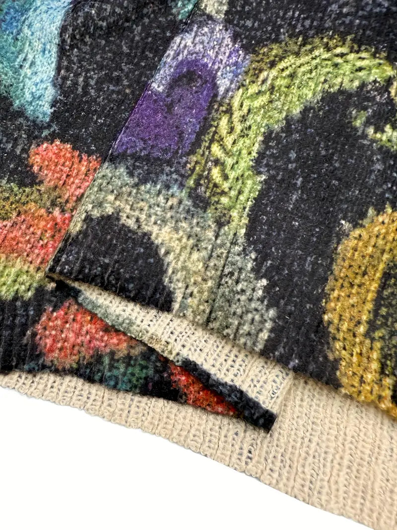 Casual Crew Neck Long Sleeve Sweater, Women's Clothing Abstract Colorful