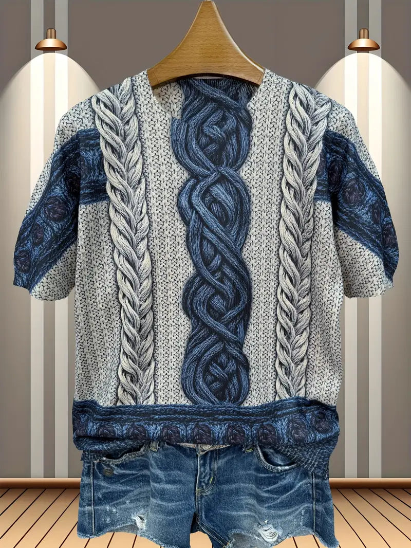 Casual Crew Neck Long Sleeve Sweater, Women's Clothing Intricate Cable Pattern