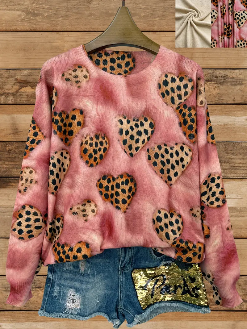 Casual Crew Neck Long Sleeve Sweater, Women's Clothing Love