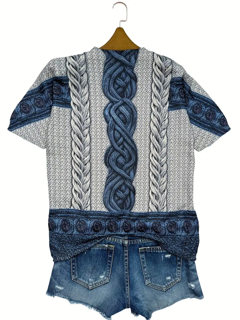 Casual Crew Neck Long Sleeve Sweater, Women's Clothing Intricate Cable Pattern