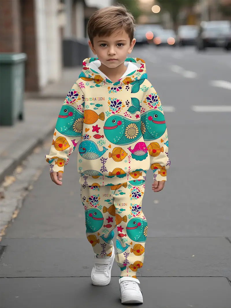 Baby Boys & Girls Hoodie Set marine life