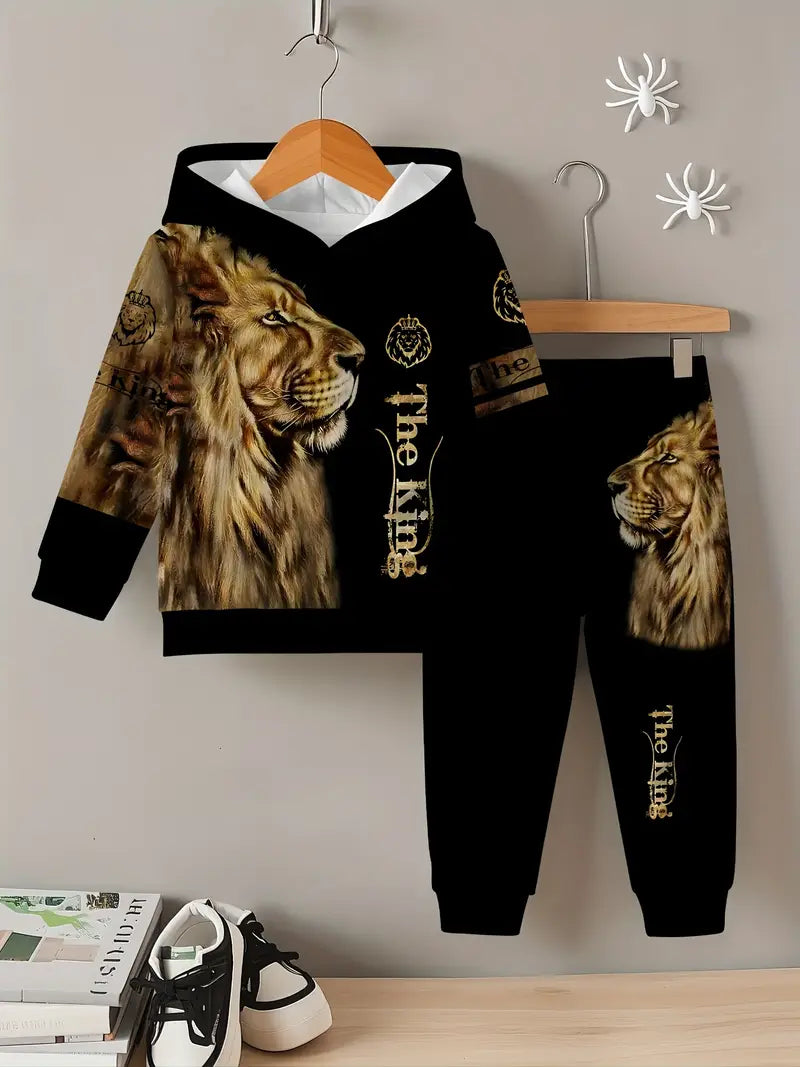 Baby Boys & Girls Hoodie Set Black Lion