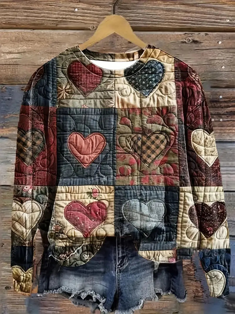 Casual Crew Neck Long Sleeve Sweater, Women's Clothing Love Sweatshirt