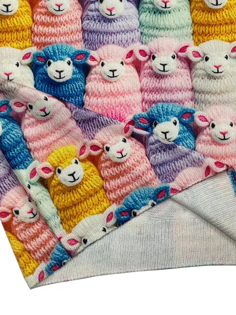 Casual Crew Neck Long Sleeve Sweater, Women's Clothing Sheep Print