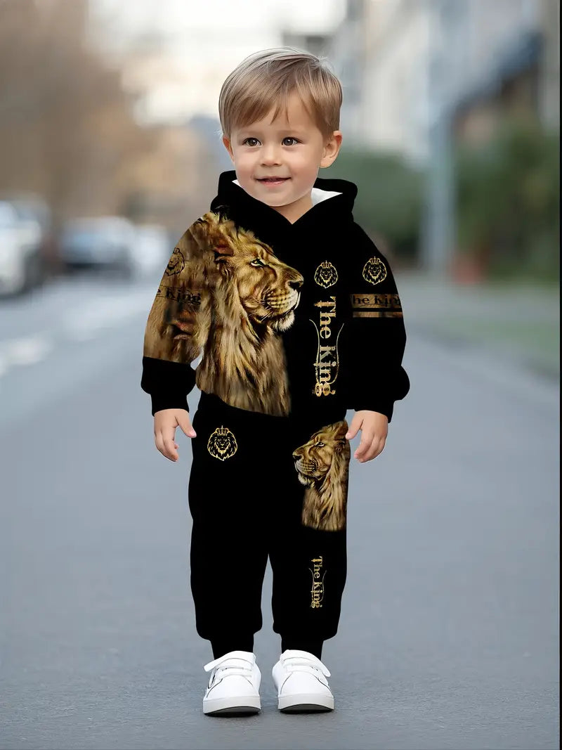 Baby Boys & Girls Hoodie Set Black Lion