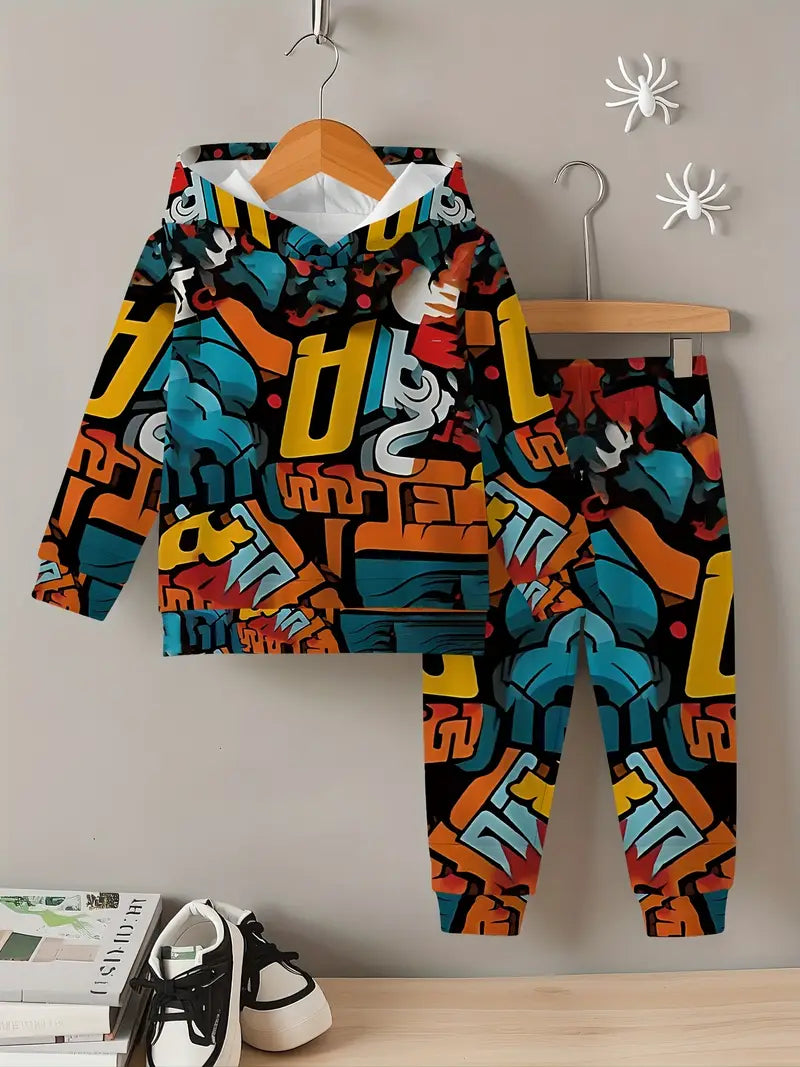 Baby Boys & Girls Hoodie Set Cartoon Letter