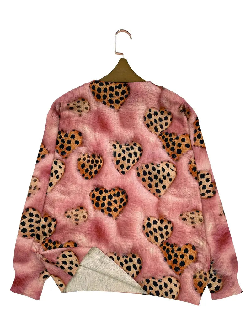 Casual Crew Neck Long Sleeve Sweater, Women's Clothing Love