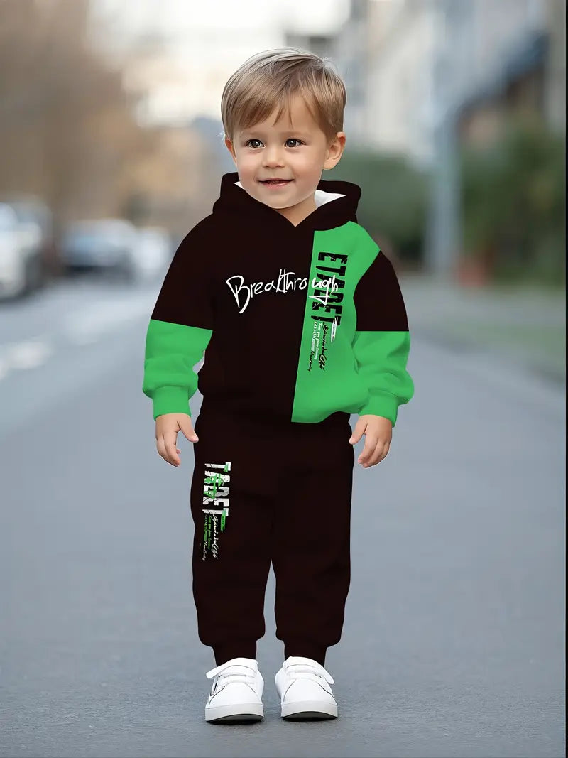 Baby Boys & Girls Hoodie Set black and green color